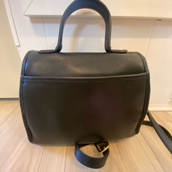 Vintage Coach 9977 Black Manor Bag Top handle crossbody Black Flap USA with copp - Picture 4 of 16